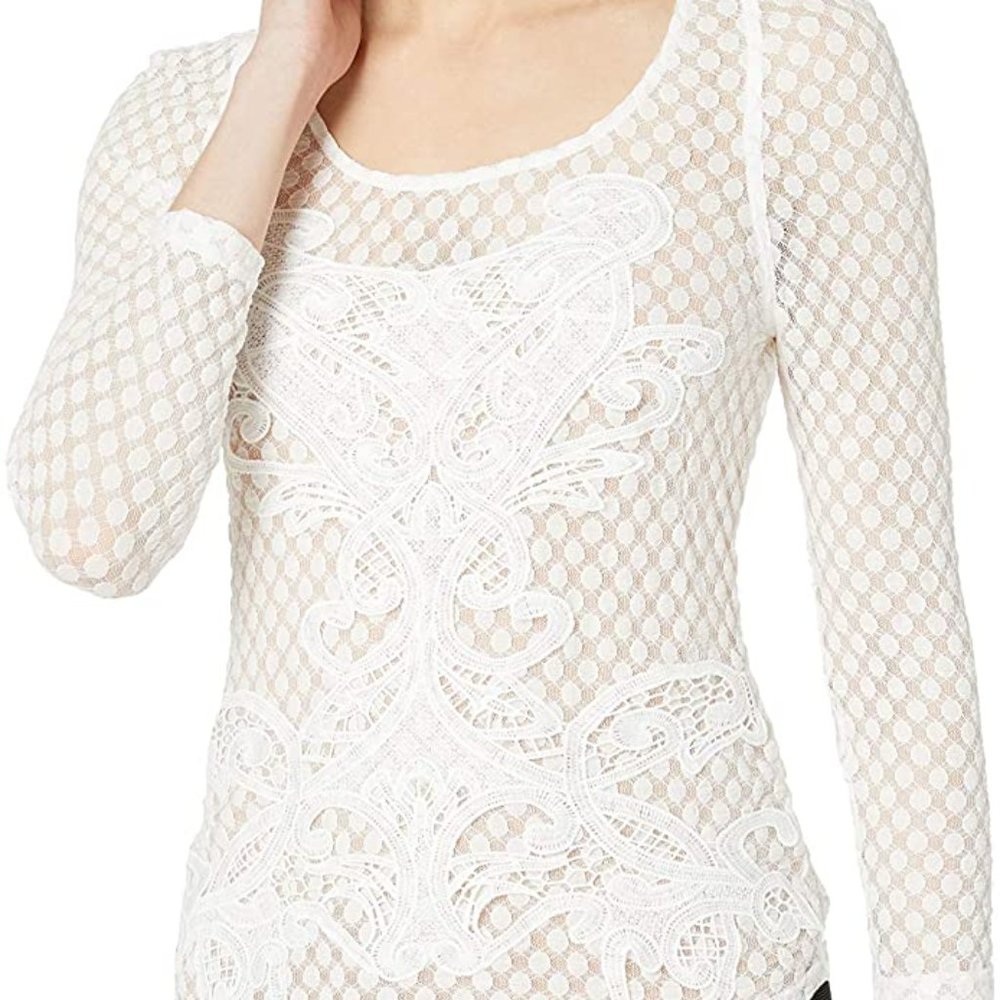 BCBG Mixed Lace Top